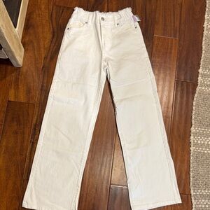 Girls Wide Leg White Jeans
